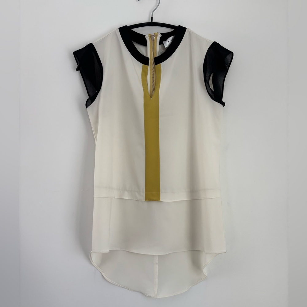 Patrizia Luca Cream and Black Blouse with Gold Detail